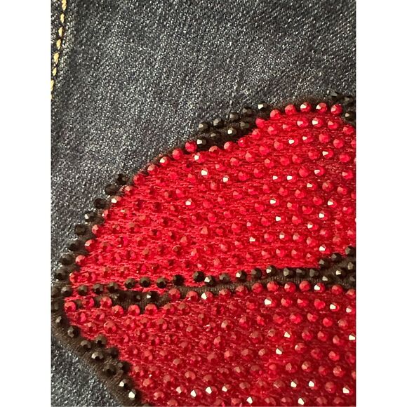 Miss bonbon Girl Dark Blue Graphic Print Denim Jacket Size XL - Picture 7 of 11